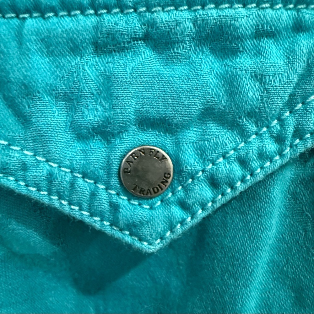 Barn Fly Trading- Vintage Turquoise Button Down Top- S - Picture 3 of 5